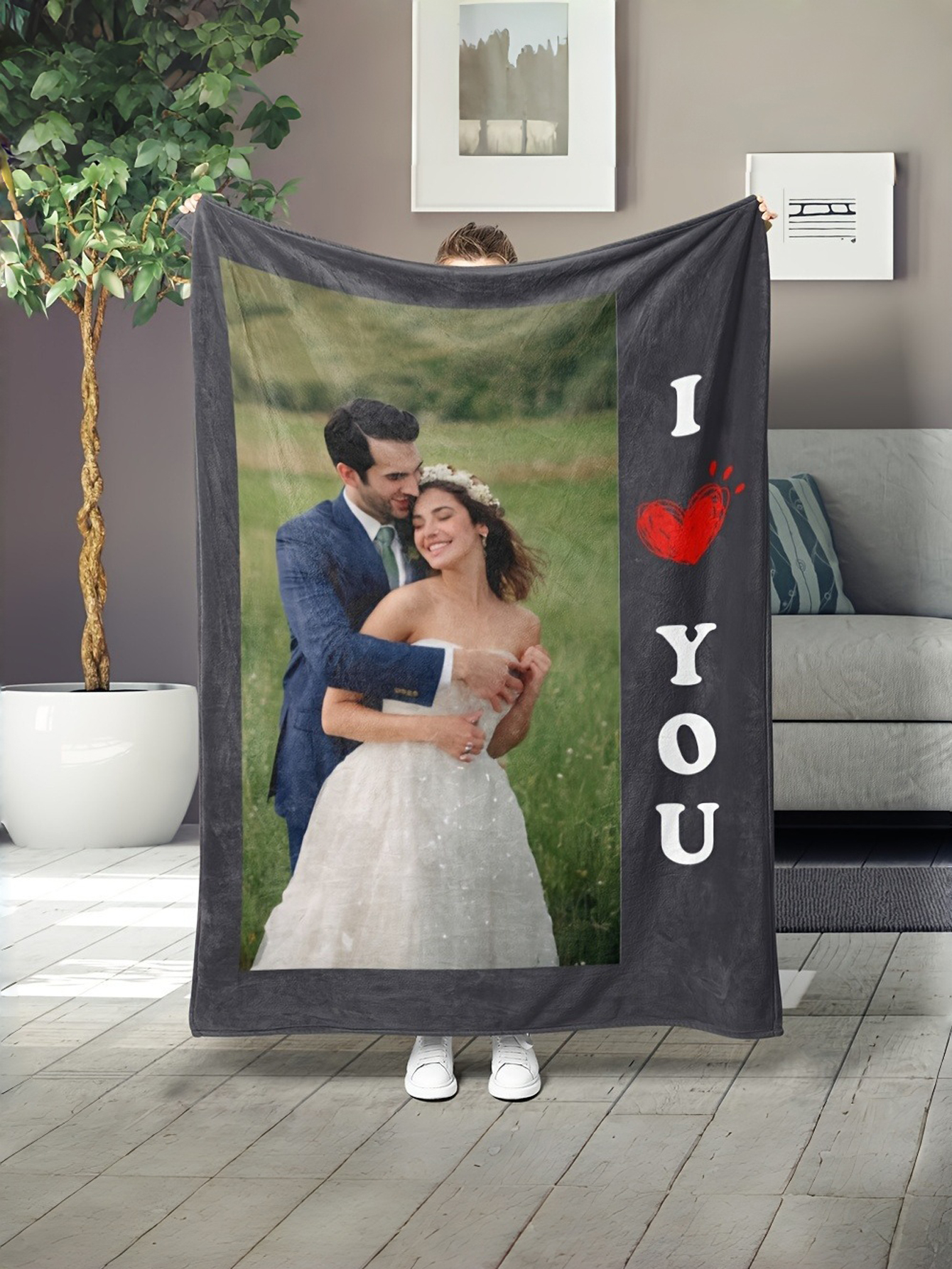 Custom Photo Flannel Blanket All-Season Use for Camping, Sofa, Office, and Pets